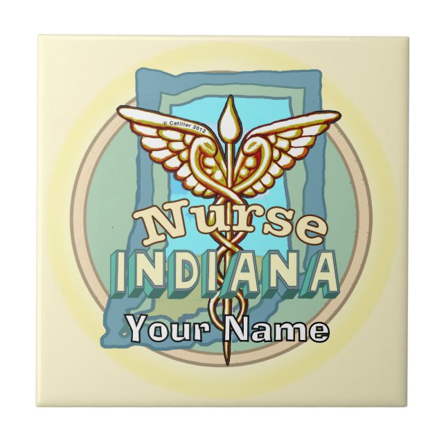 Indiana Nurse Caduceus  Tile (Front)