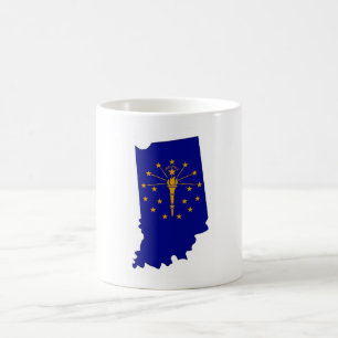 Indiana Outline Map and Flag Coffee Mug