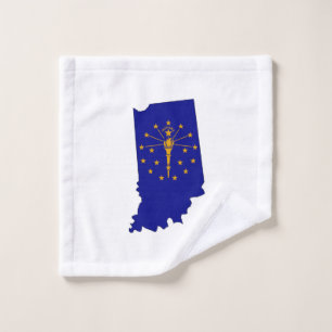 Indiana Outline Map and Flag Wash Cloth