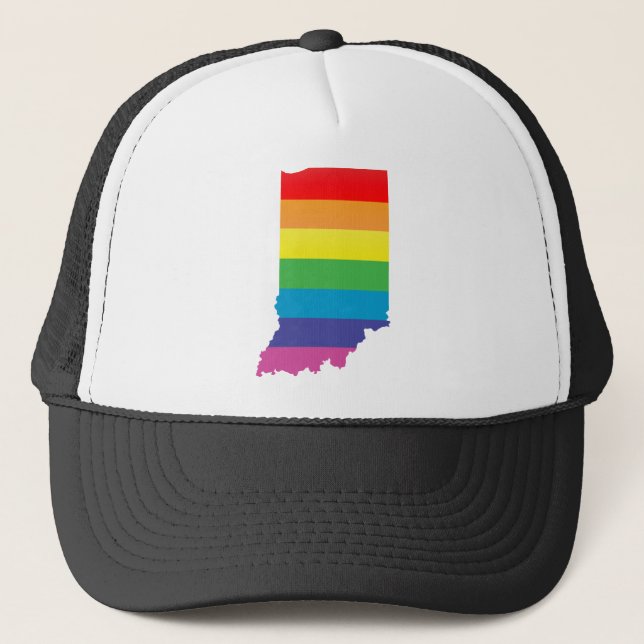 indiana pride. striped. trucker hat (Front)
