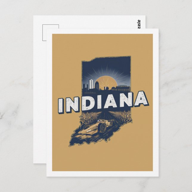 Indiana Retro Travel Design Iconic US States Postcard (Front/Back)