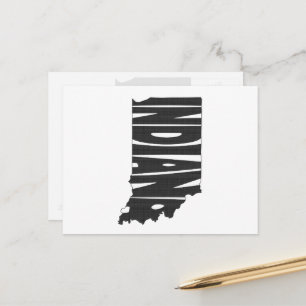 Indiana Shaped Word Art Black Text Font Indianan Postcard