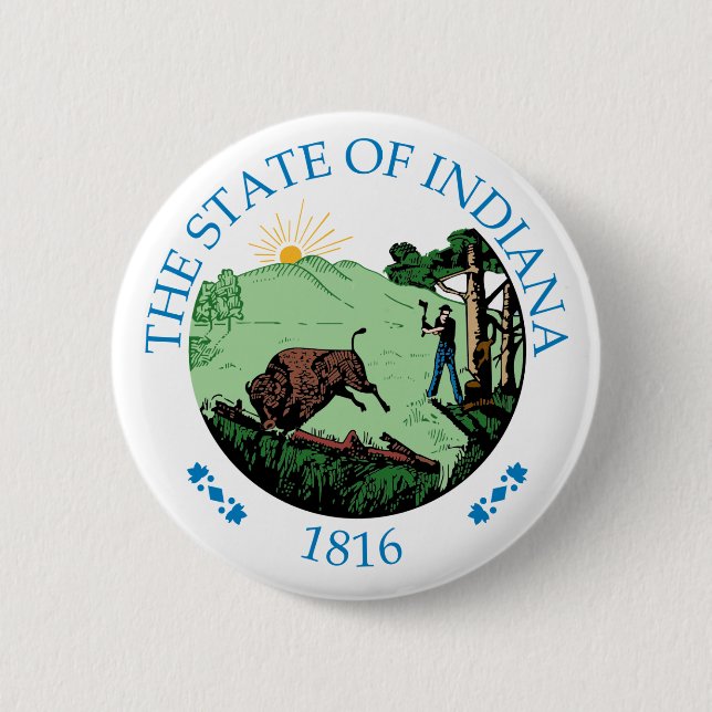 Indiana sign 6 cm round badge (Front)