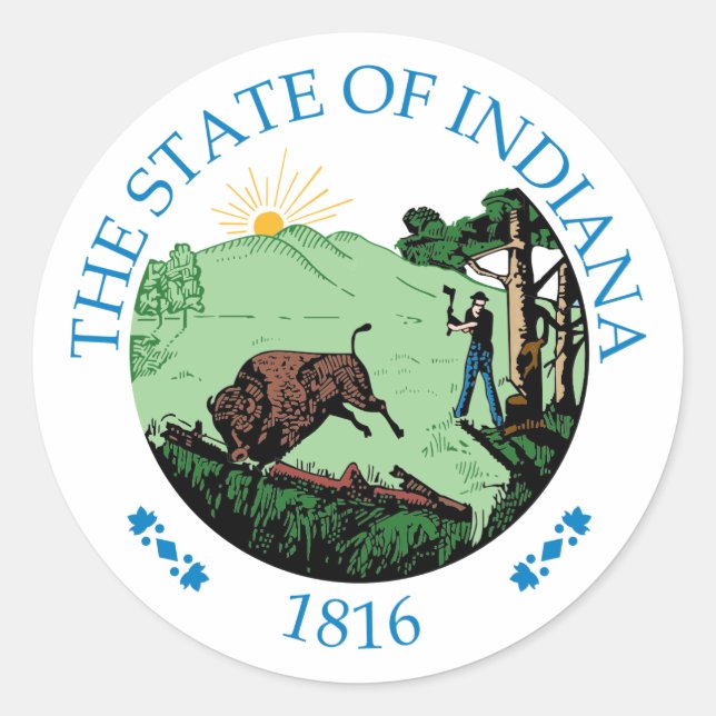 Indiana sign classic round sticker (Front)