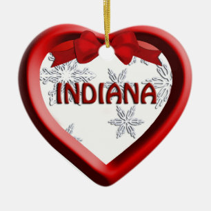Indiana Snowflake Heart Christmas Ornament