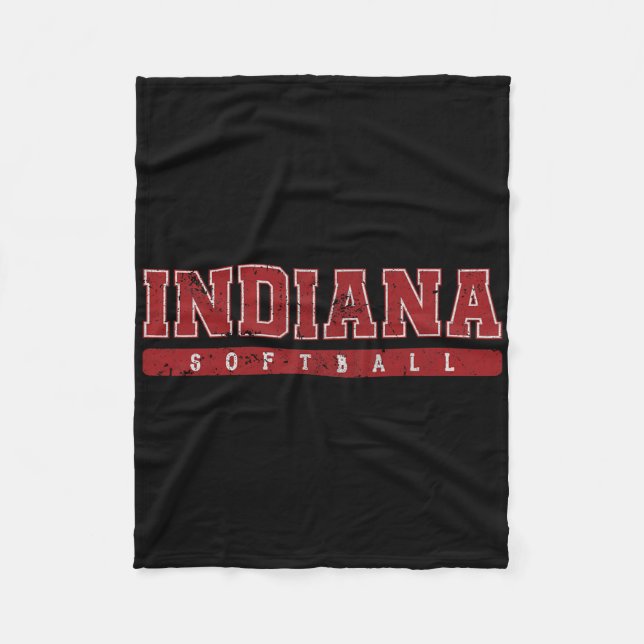 Indiana Softll Red Vintage Text  Fleece Blanket (Front)