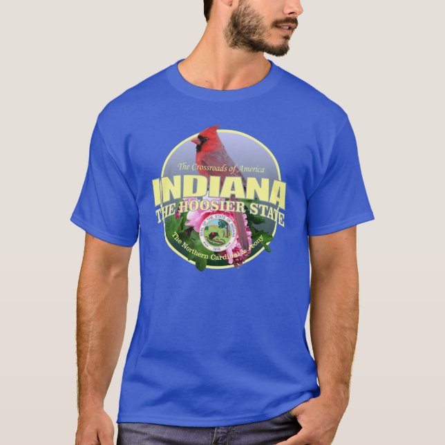 Indiana state bird flower Oversized T-Shirt (Front)