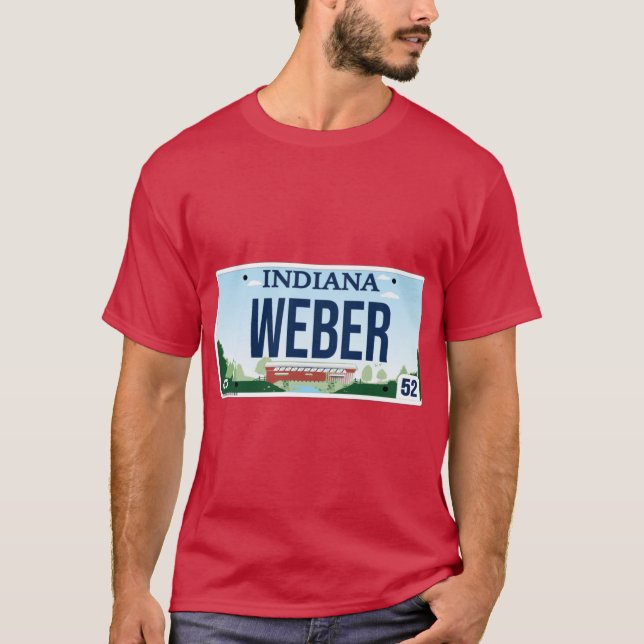 Indiana State custom Weber vanity license plate T-Shirt (Front)