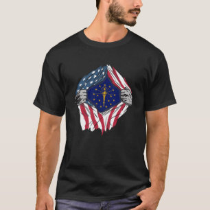 Indiana State Flag  American Blood Inside Me T-Shirt