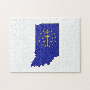 Indiana State Flag and Map Jigsaw Puzzle