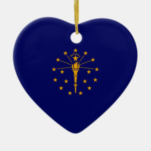 Indiana State Flag Design Ceramic Tree Decoration