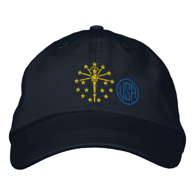 Indiana State Flag Design Embroidered Hat (Front)