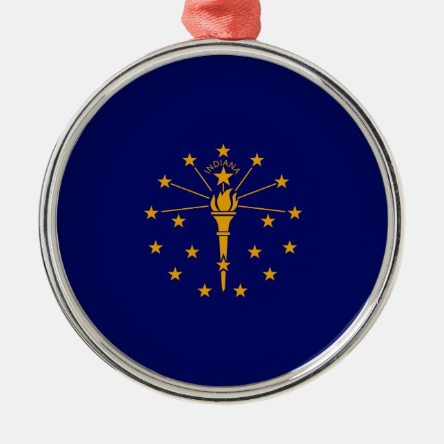 Indiana State Flag Design Metal Tree Decoration (Front)