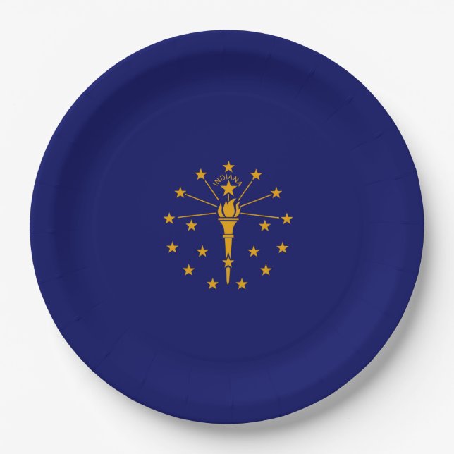 Indiana State Flag Design Paper Plate (Front)