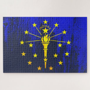 Indiana State Flag Grunge Jigsaw Puzzle