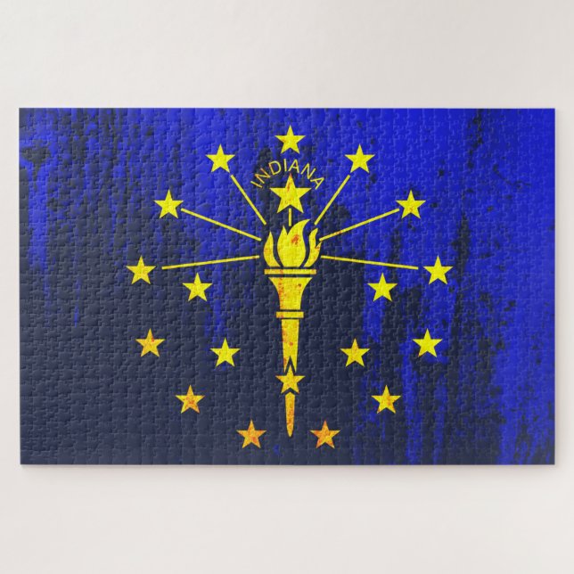 Indiana State Flag Grunge Jigsaw Puzzle (Horizontal)