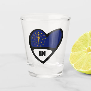 Indiana State Flag In Heart, IN Shot Glass