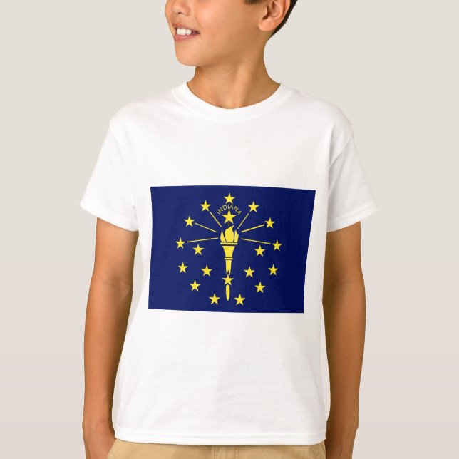 Indiana State Flag of Blue & Gold T-Shirt (Front)