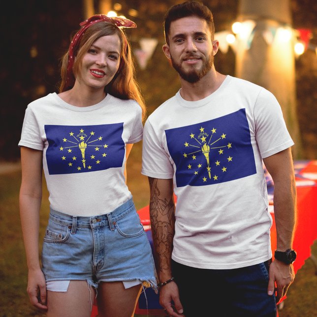 Indiana State Flag of Blue & Gold T-Shirt (State Flag of Indiana Unisex T-Shirt)