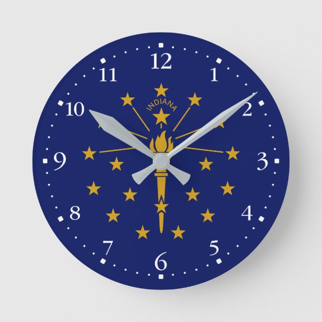Indiana State Flag Round Clock (Front)