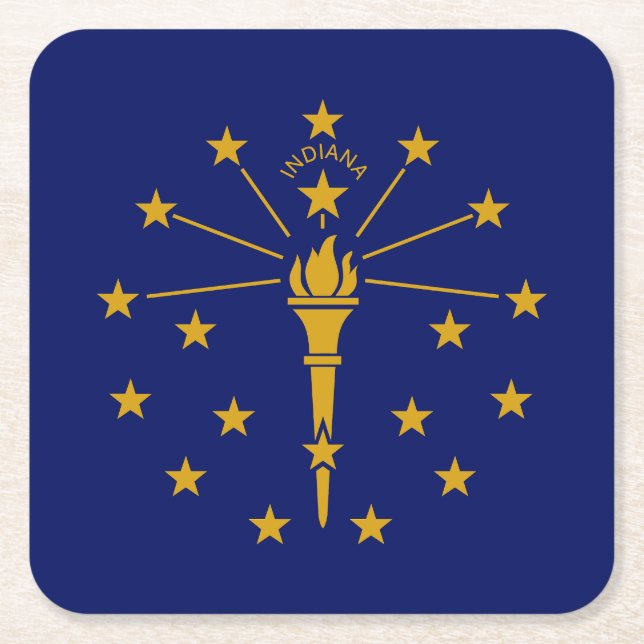 Indiana State Flag Square Paper Coaster (Front)