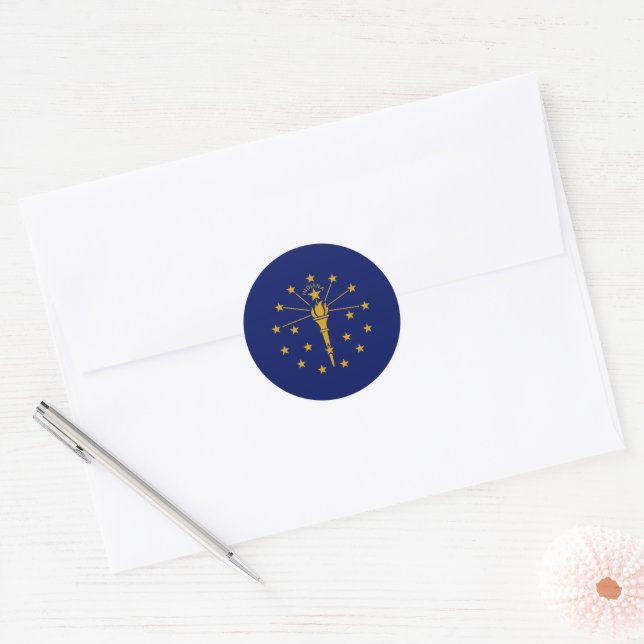Indiana State Flag USA Classic Round Sticker (Envelope)