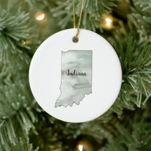 Indiana State Illustration Ceramic Tree Decoration