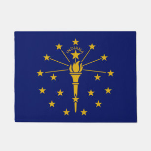 Indiana State & Indiana Flag /USA Doormat