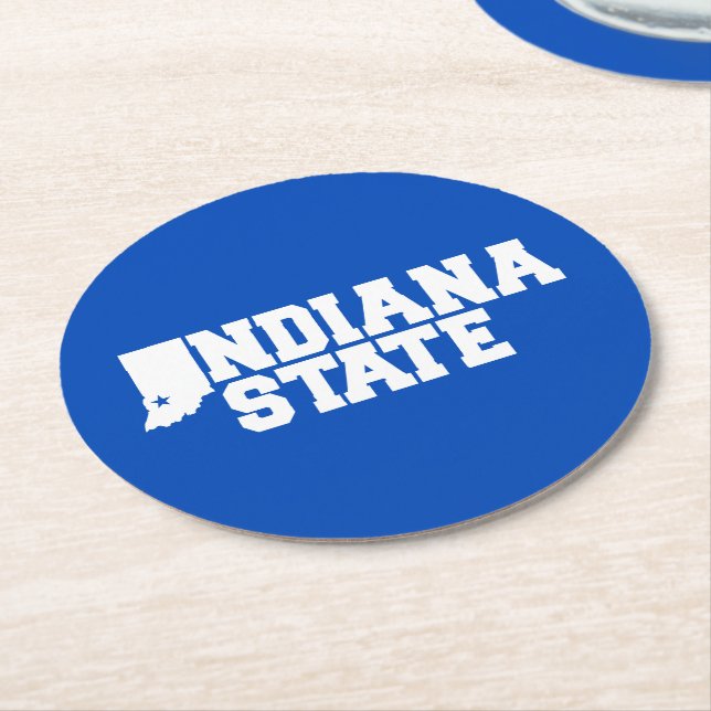 Indiana State Logo Round Paper Coaster (Angled)
