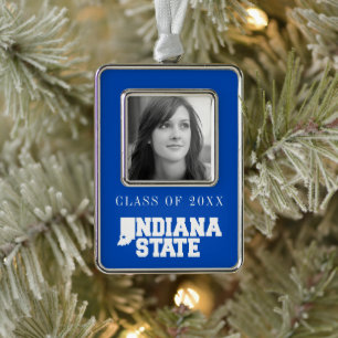 Indiana State Logo Silver Plated Framed Ornament