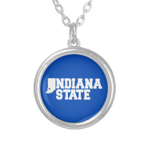 Indiana State Logo Silver Plated Necklace