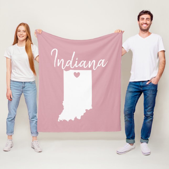 Indiana state map love home    fleece blanket (In Situ)