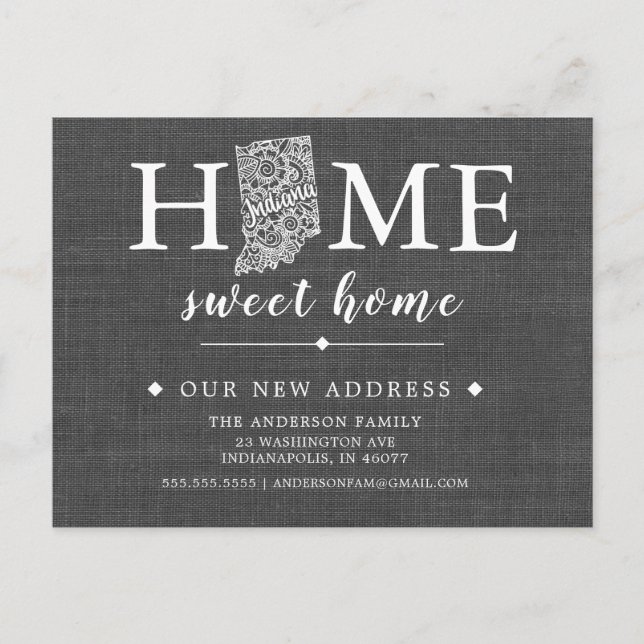 INDIANA State Moving Announcement Post Card (Front)