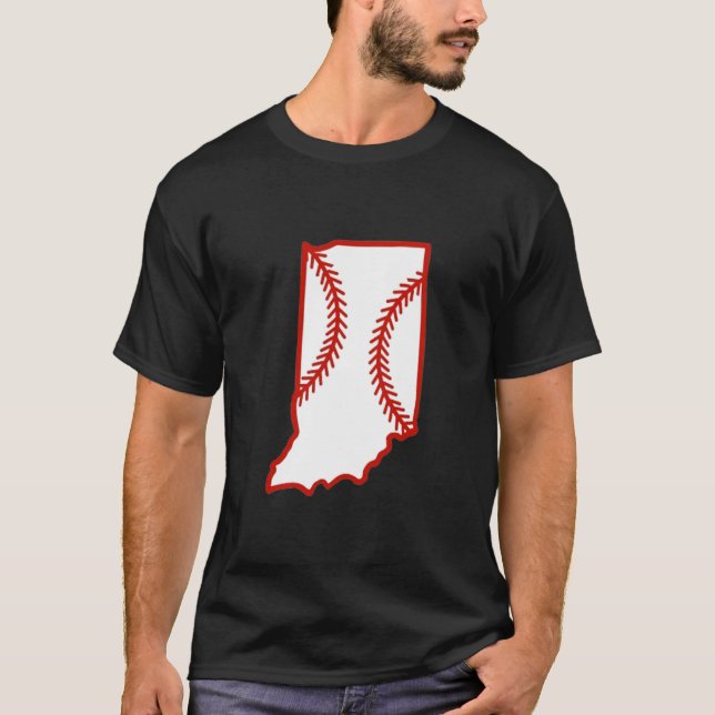 Indiana State Outline Stitch T-Shirt (Front)