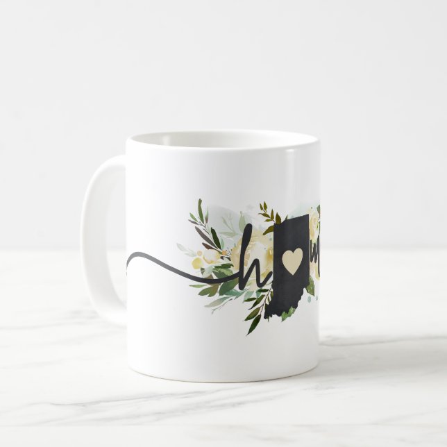 Indiana State Personalised Your Home City Rustic Coffee Mug (Front Left)