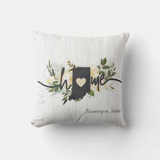Indiana State Personalised Your Home City Rustic Cushion (Front)