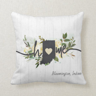 Indiana State Personalised Your Home City Rustic Cushion