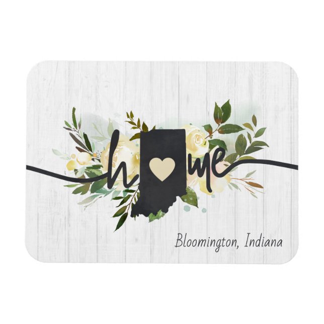 Indiana State Personalised Your Home City Rustic Magnet (Horizontal)