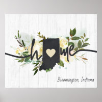 Indiana State Personalized Your Home City Rustic