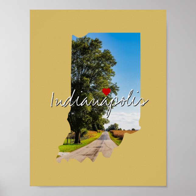Indiana State Photo insert and town name Poster (Front)