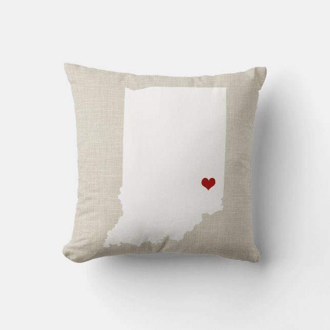 Indiana State Pillow Faux Linen Personalised (Front)