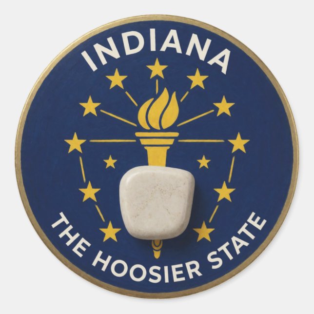 Indiana State Pride Classic Round Sticker (Front)