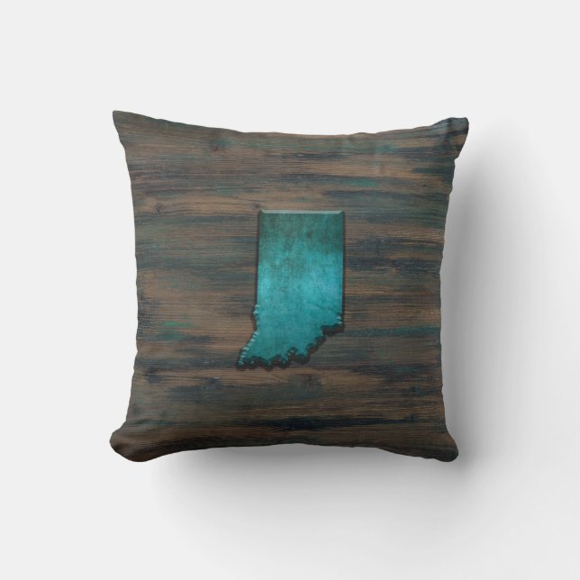 Indiana State Shape Teal Cushion (Front)