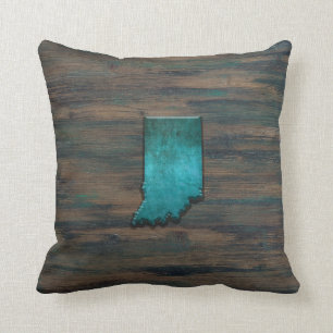 Indiana State Shape Teal Cushion