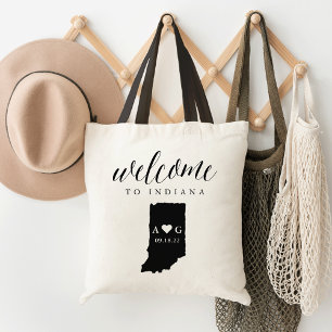 Indiana State Silhouette Wedding Welcome Tote Bag