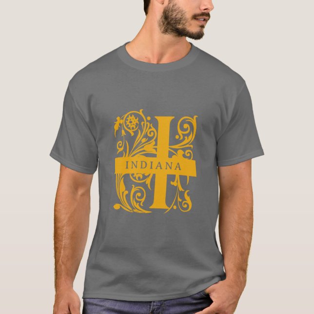 Indiana State Split Letter Monogram T-Shirt (Front)