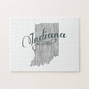 Indiana State Typography Jigsaw Puzzle
