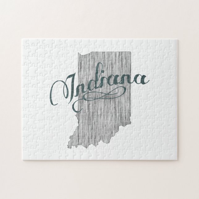 Indiana State Typography Jigsaw Puzzle (Horizontal)