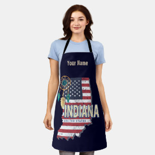 Indiana State United States Retro Map Vintage USA Apron