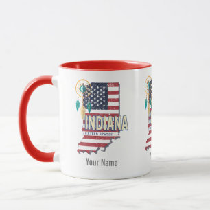 Indiana State United States Retro Map Vintage USA Mug